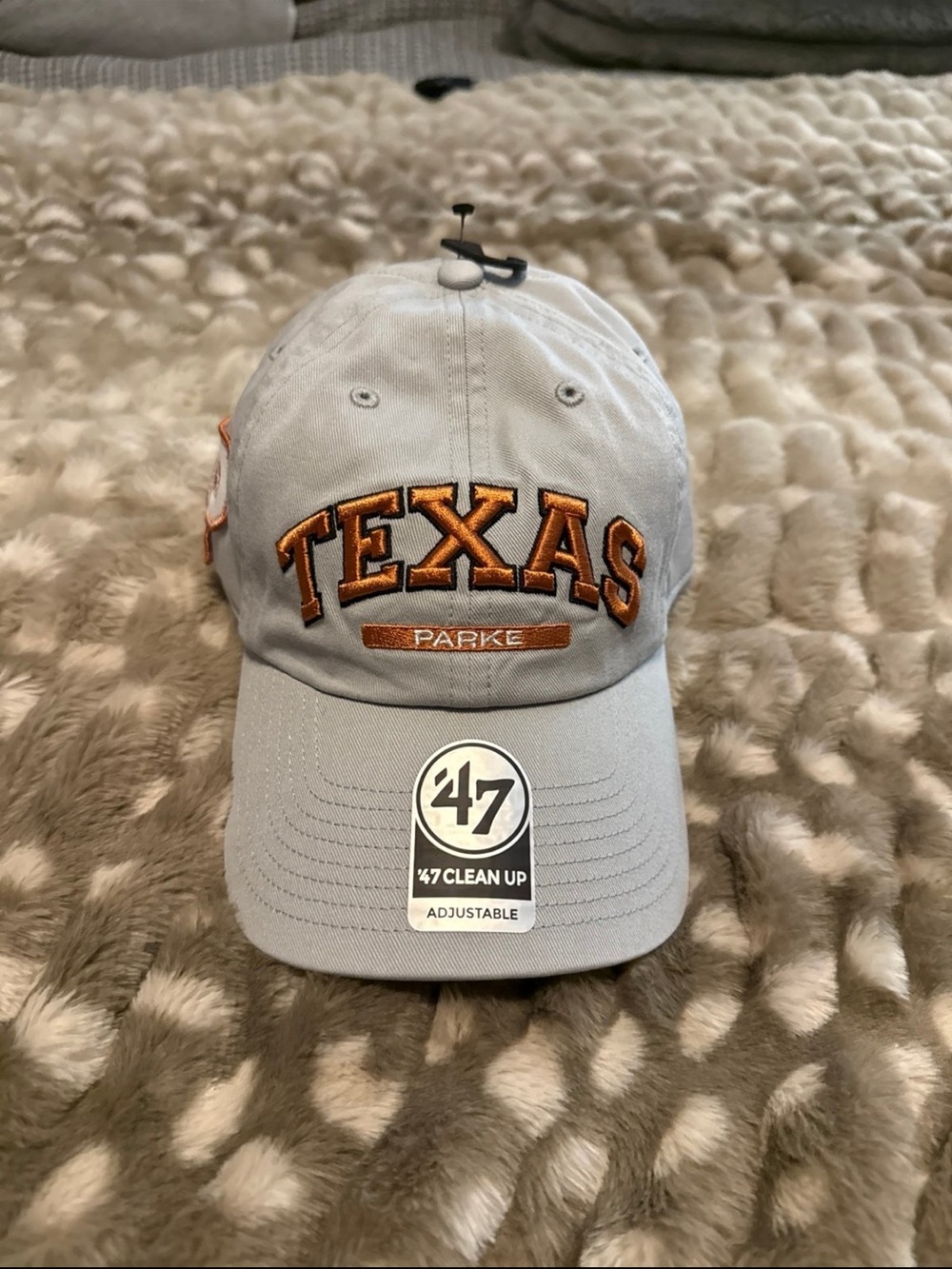 Parke '47 Clean Up Adjustable Hat Gray Burnt Orange Cap Texas NEW WITH TAGS